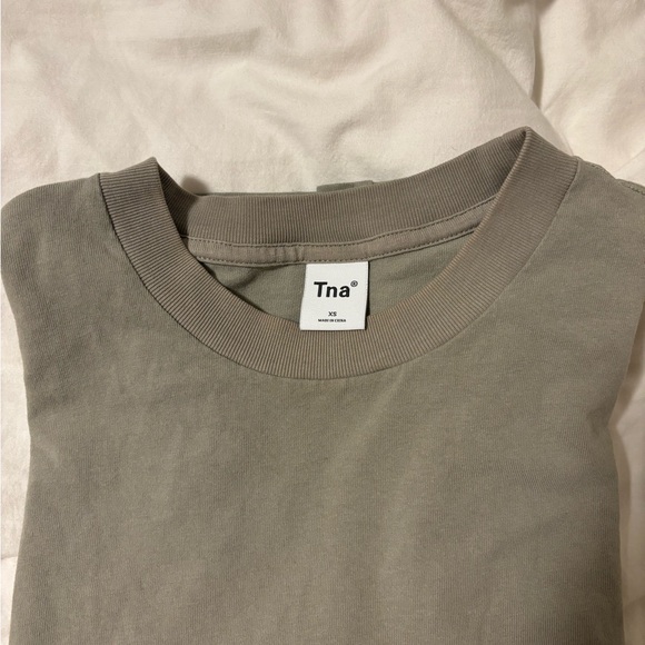 TNA sage green tee (worn) - Picture 3 of 3